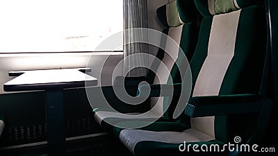 Train seats - green and gray