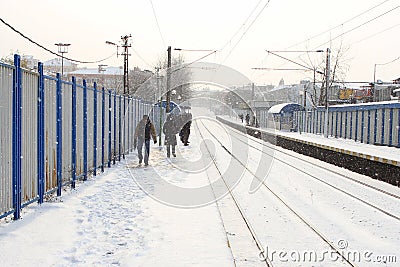 Train station in the snow