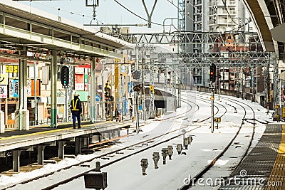 Train station after snow storm