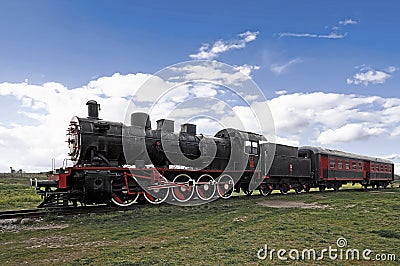 Train and steam locomotive