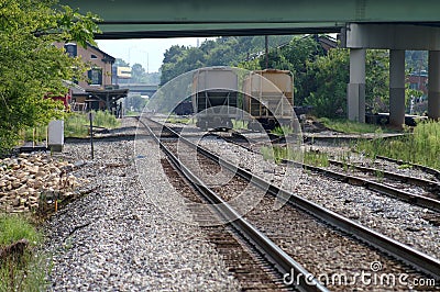 Train Track and station with cars