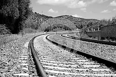 Train tracks in Estacion de Archidona, Spain