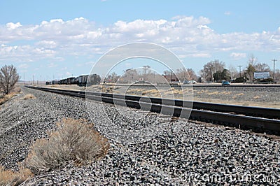 Train tracks and a train