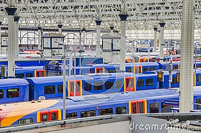 Trains at Waterloo Station, London
