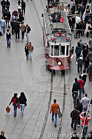 Tram and walking people, Istanbul