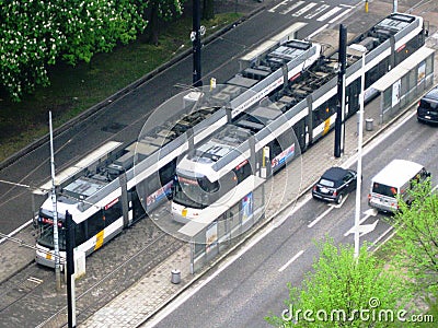 Trams in the City of Gent, Belgium