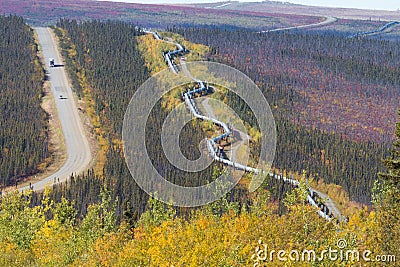 Trans-Alaska pipeline along Dalton highway to Pudhoe bay in Alaska