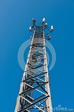The Transmitter mast against blue sky
