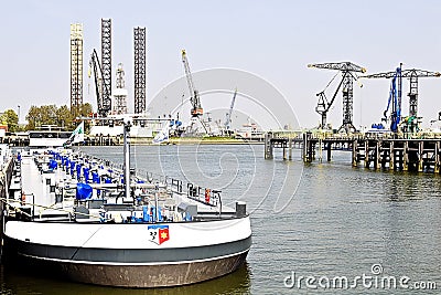 Transport ship in europort harbor