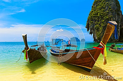 Travel landscape, beach with blue water