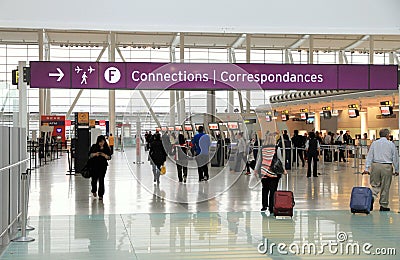 Travelers at the Toronto Pearson Airport