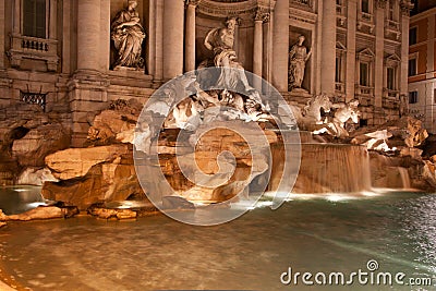 Trevi Fountain (Fontana di Trevi) by night, Rome. One of the most famous tourist attractions