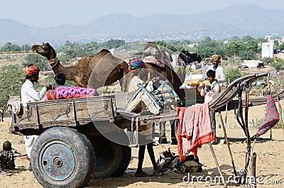 Tribal gypsy people in nomadic camp in Pushkar,India
