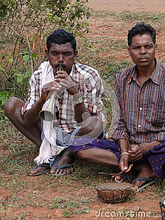 Tribal musicians play dance music