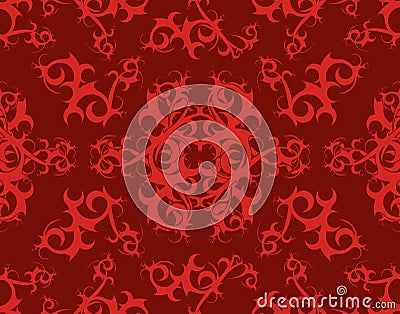 Tribal Scroll Background - Burgundy & Red