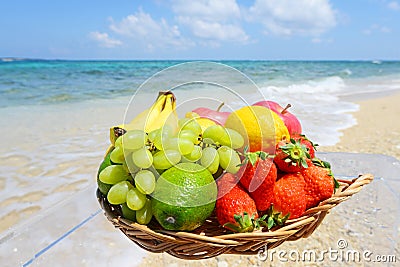 Tropical fruits and the beach