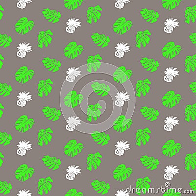 Tropical grunge pattern with fruits and leafs