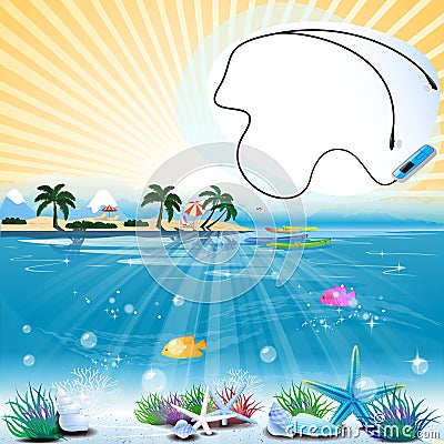 Tropical scene with underwater life and text place