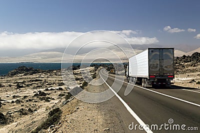Truck at a coastal highway