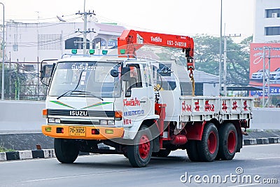 Truck with crane of Nim See Seng Transport 1988 company.
