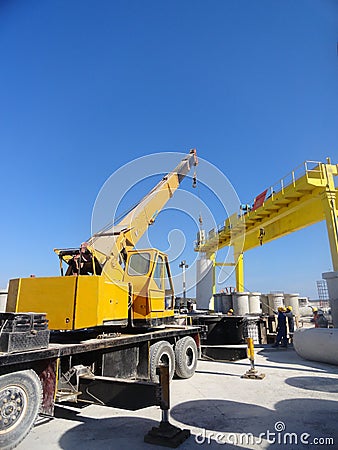 Truck crane and yellow structure