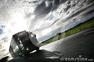 Truck driving on country-road/