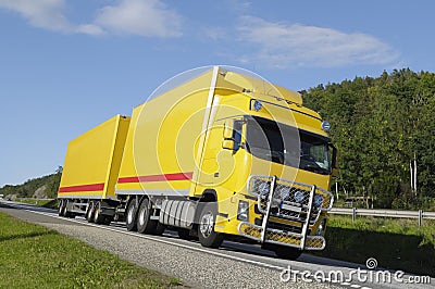 Truck driving on a scenic route
