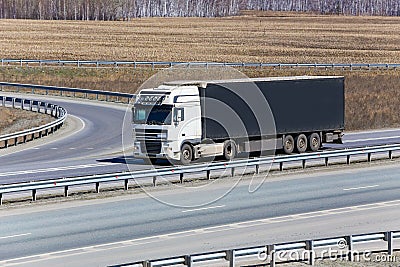 Truck goes on a highway