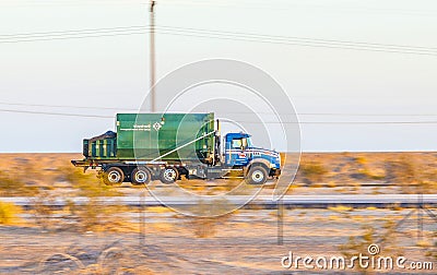 Truck on highway 8 in sunrise