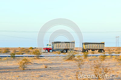 Truck on highway 8 in sunrise