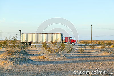 Truck on highway 8 in sunrise