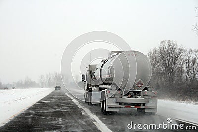 Truck on Highway during Winter Storm