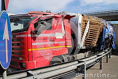 Truck of road, accident