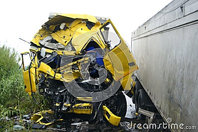 Truck of road, accident