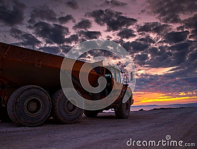 Truck on sunset