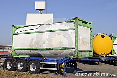 Truck trailer with fuel container