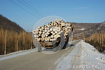 Truck on winter road