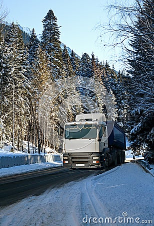 Truck on a winter road