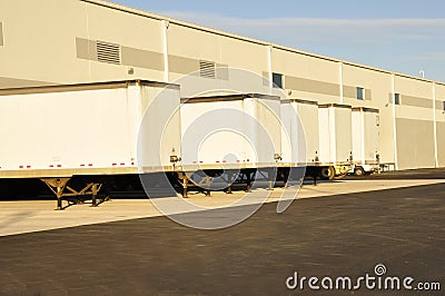 Trucks at unloading dock