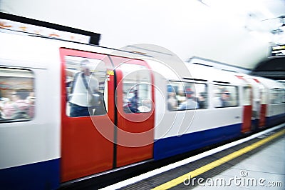 Tube train in London