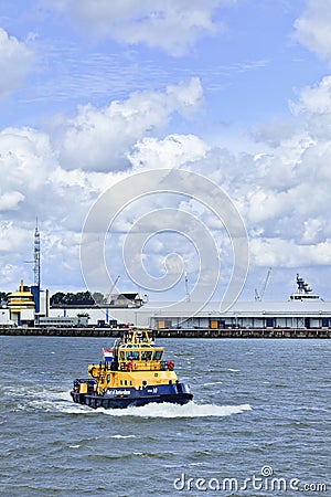 Tugboat in Port of Rotterdam.