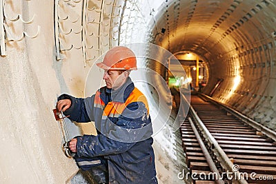 Tunnel worker at underground construction site