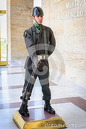 Turkish soldier at entrance of Ataturk Mausoleum