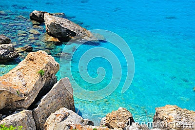 Turquoise sea and rocky cliffs, Greece