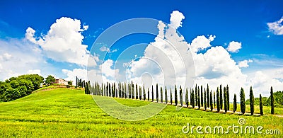 Tuscany landscape with house on a hill