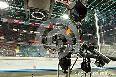 TV camera, TV broadcast hockey