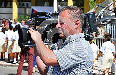 Tv news video operator working