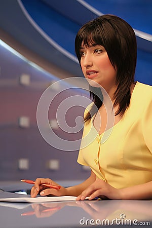 TV reporter in studio