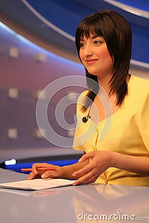 TV reporter in studio