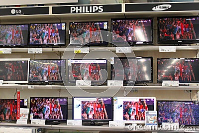 TV on shelves